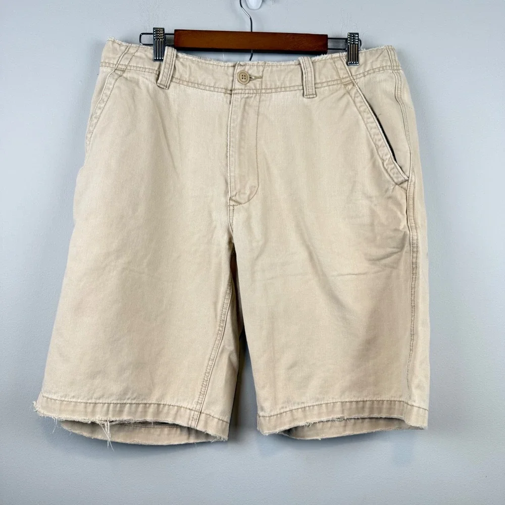 Vintage Y2K Mens Baggy Chino Shorts 34 Distressed Gorpcore Skater Grunge Utility